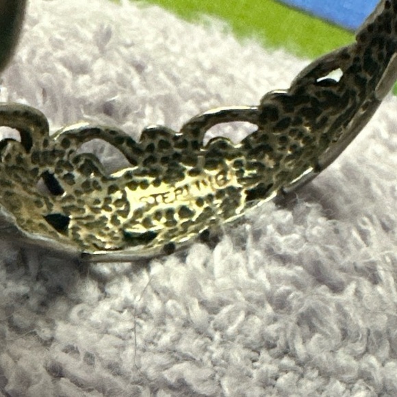 Sterling Silver 1” Filigree Pierced Ear Hoop Earrings .925 - Picture 9 of 9